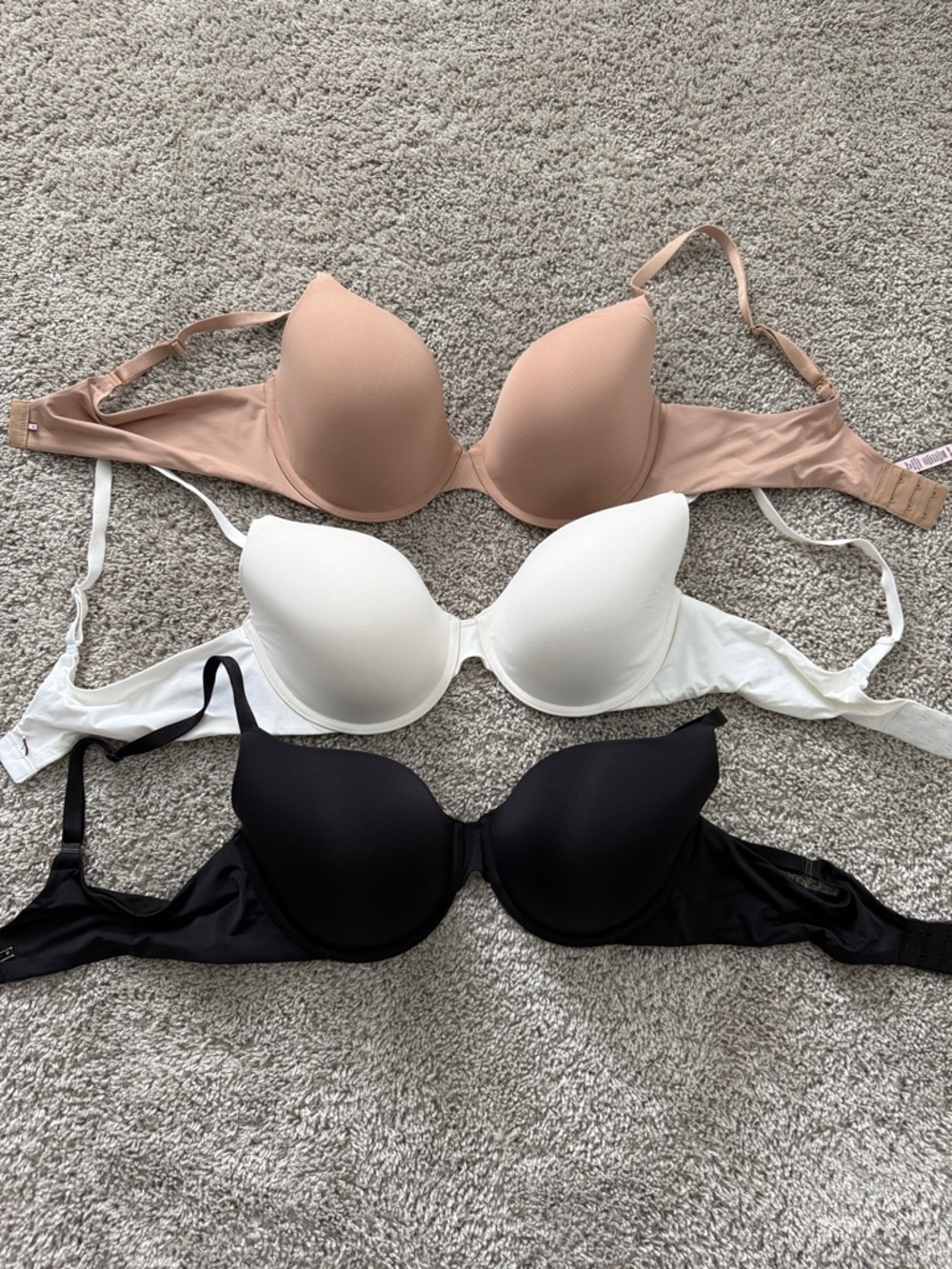 Victoria’s Secret Uplift Demi Set in Nude, White & Black - 3-Pack